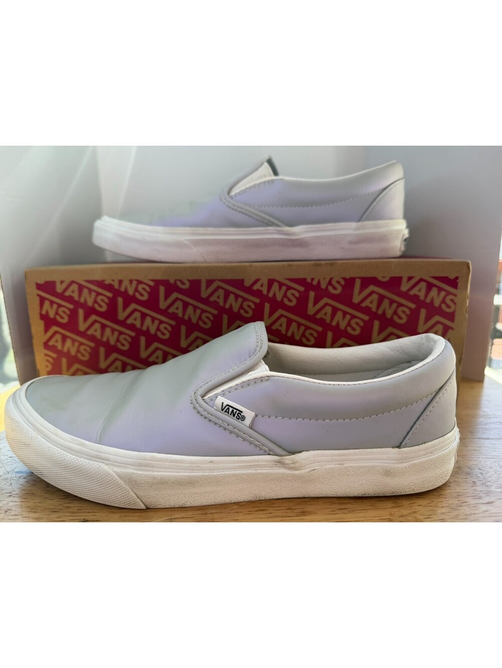 Vans Classic Slip-On Muted Metallic Grey Silver Iridescent Men 8.5 / Women 10